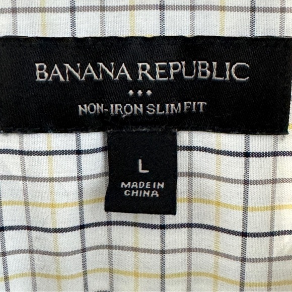 Banana Republic Slim Fit Men’s L Yellow Blue Check Shirt - Picture 5 of 7